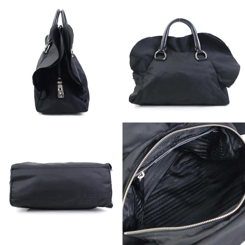 Prada Tessuto Black ruffle handbag Black